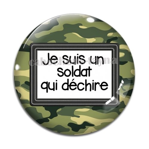 Cabochon soldat qui déchire, cabochon résine - ou verre rond différente taille