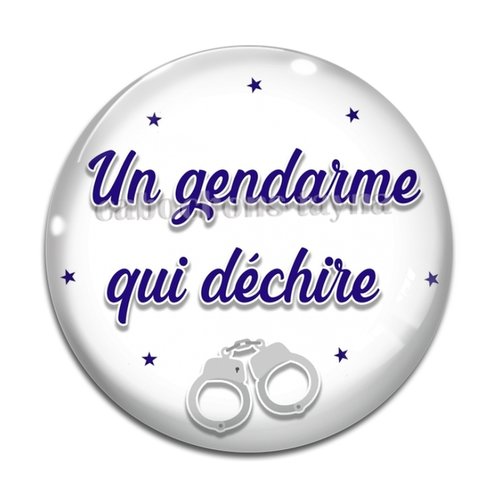 Cabochon gendarme qui déchire, cabochon résine - ou verre rond différente taille