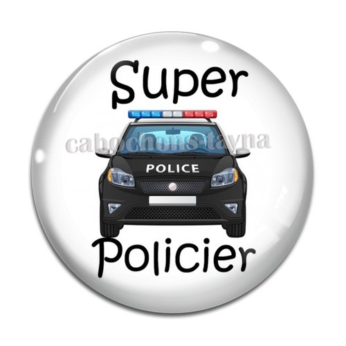 Cabochon super policier, cabochon résine - ou verre rond différente taille