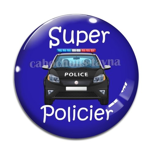 Cabochon super policier, cabochon résine - ou verre rond différente taille