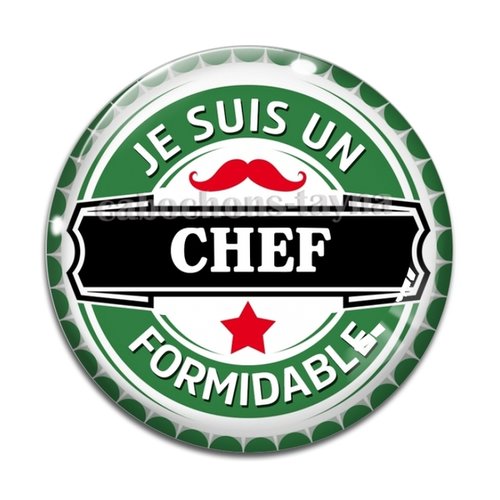 Cabochon chef formidable, cabochon résine - ou verre rond différente taille