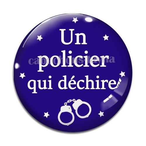 Cabochon policier qui déchire, cabochon résine - ou verre rond différente taille