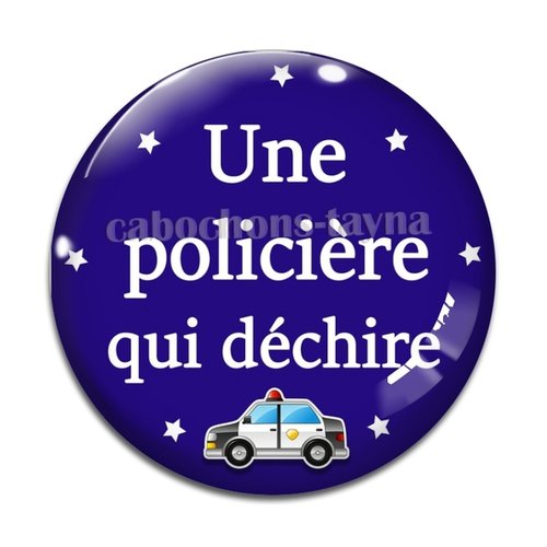 Cabochon policière, cabochon résine - ou verre rond différente taille