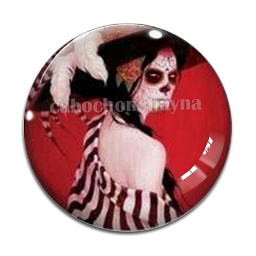 Cabochon femme gothique, cabochon résine - ou verre rond différente taille
