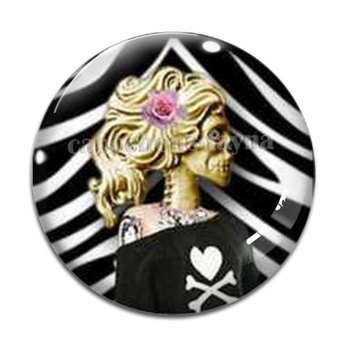 Cabochon femme  squelette gothique, cabochon résine - ou verre rond différente taille