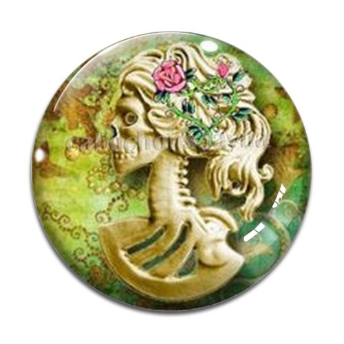 Cabochon femme  squelette gothique, cabochon résine - ou verre rond différente taille