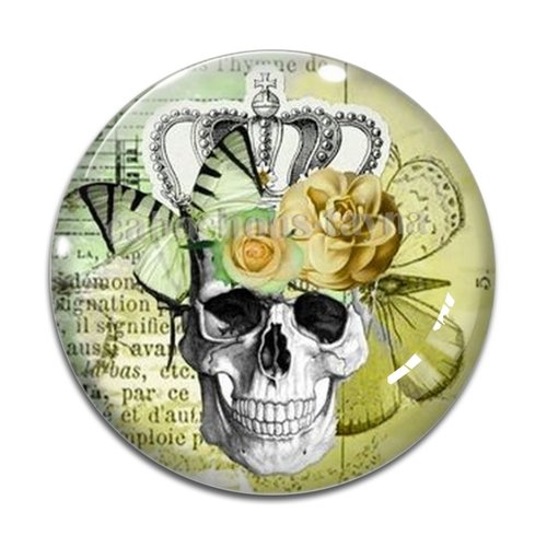 Cabochon tête de mort, cabochon résine - ou verre rond différente taille