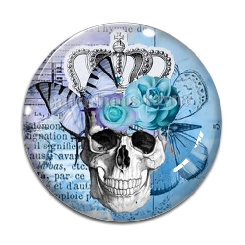 Cabochon tête de mort, cabochon résine - ou verre rond différente taille