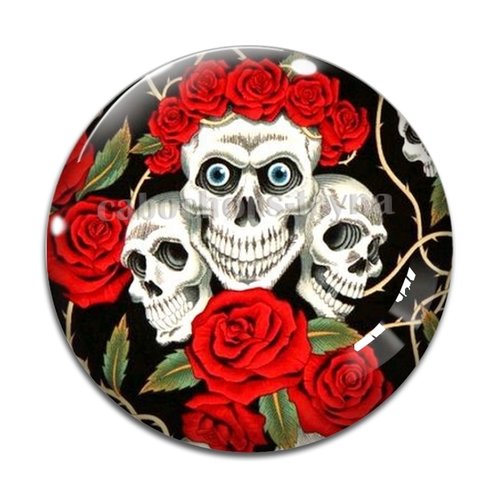 Cabochon tête de mort, cabochon résine - ou verre rond différente taille