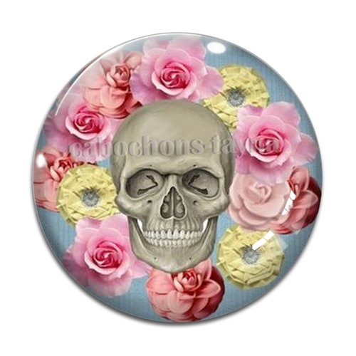 Cabochon tête de mort, cabochon résine - ou verre rond différente taille