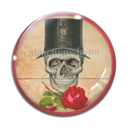 Cabochon tête de mort, cabochon résine - ou verre rond différente taille