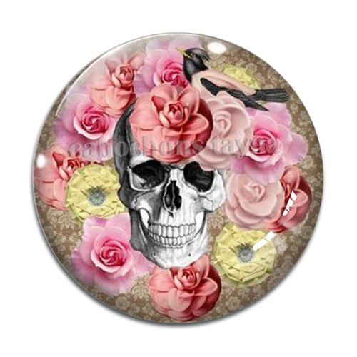 Cabochon tête de mort, cabochon résine - ou verre rond différente taille