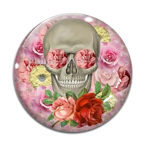 Cabochon tête de mort, cabochon résine - ou verre rond différente taille