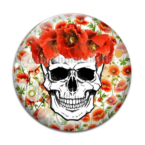 Cabochon tête de mort, cabochon résine - ou verre rond différente taille