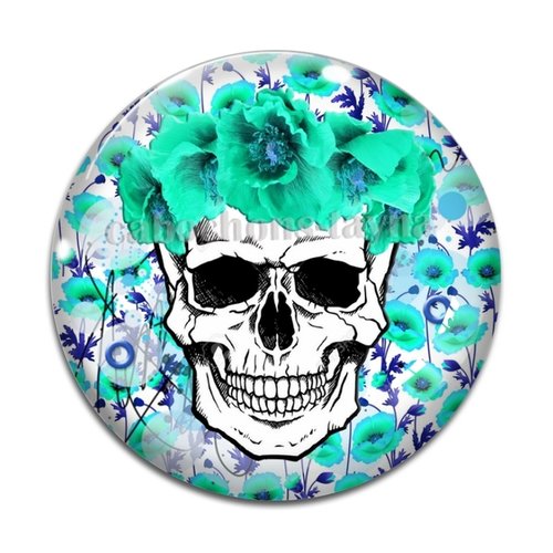 Cabochon tête de mort, cabochon résine - ou verre rond différente taille