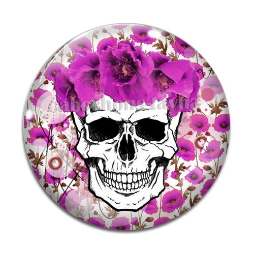 Cabochon tête de mort, cabochon résine - ou verre rond différente taille