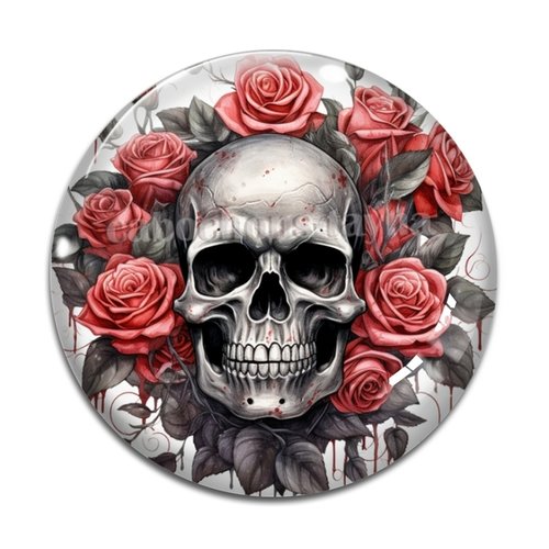 Cabochon tête de mort, cabochon résine - ou verre rond différente taille