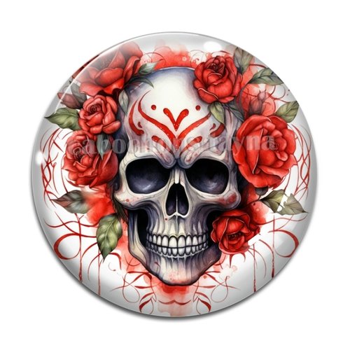 Cabochon tête de mort, cabochon résine - ou verre rond différente taille