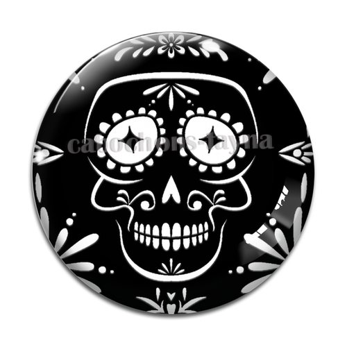 Cabochon tête de mort, cabochon résine - ou verre rond différente taille