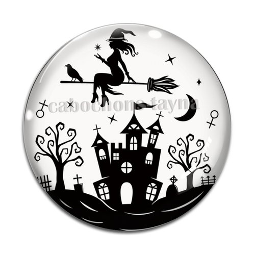 Cabochon halloween, cabochon résine - ou verre rond différente taille