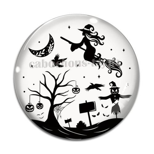 Cabochon halloween, cabochon résine - ou verre rond différente taille