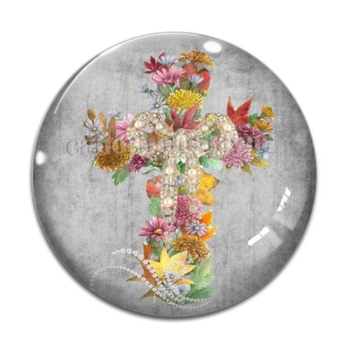 Cabochon croix résine - ou verre rond différente taille