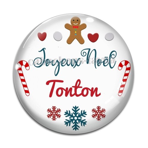 Cabochon joyeux noël tonton, cabochon résine, verre rond différente taille