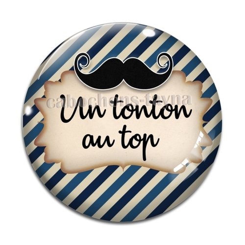 Cabochon un tonton au top, cabochon résine, verre rond différente taille