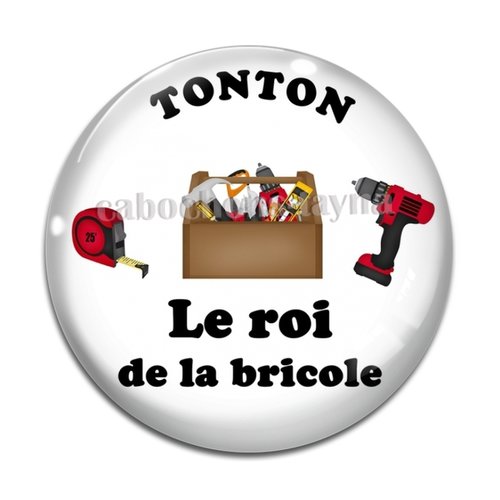 Cabochon tonton roi de la bricole, cabochon résine, verre rond différente taille