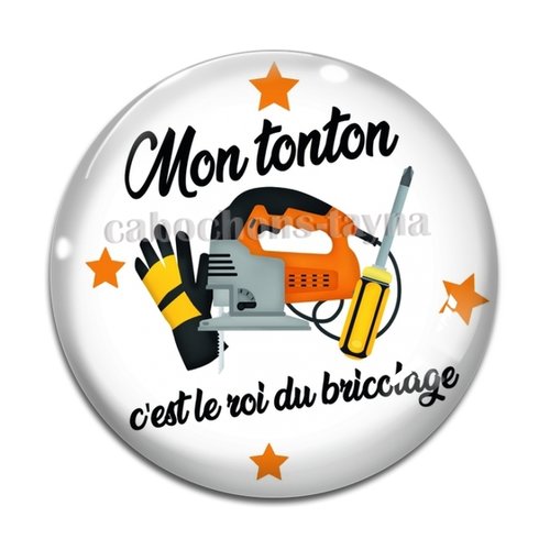 Cabochon tonton roi de la bricole, cabochon résine, verre rond différente taille