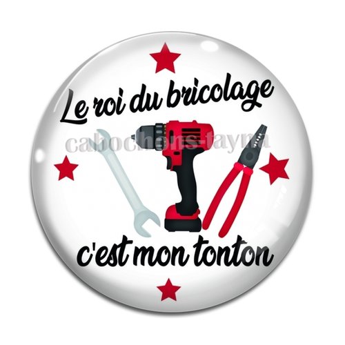 Cabochon tonton roi de la bricole, cabochon résine, verre rond différente taille
