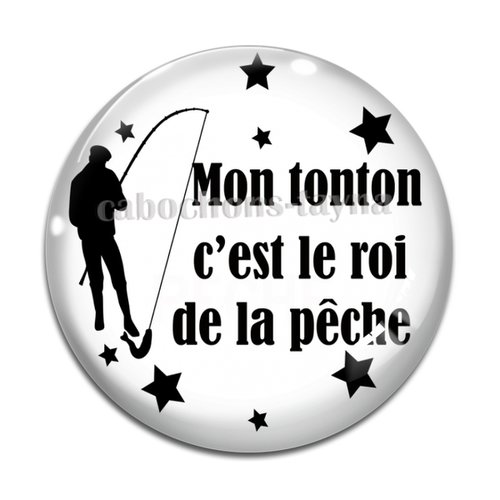 Cabochon tonton roi de la pêche, cabochon résine, verre rond différente taille