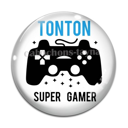Cabochon tonton super gamer, cabochon résine, verre rond différente taille
