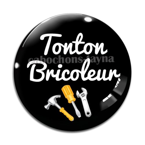 Cabochon tonton bricoleur, cabochon résine, verre rond différente taille