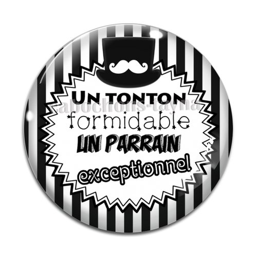 Cabochon tonton parrain, cabochon résine, verre rond différente taille