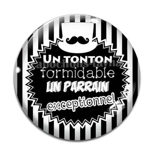 Cabochon tonton parrain, cabochon résine, verre rond différente taille