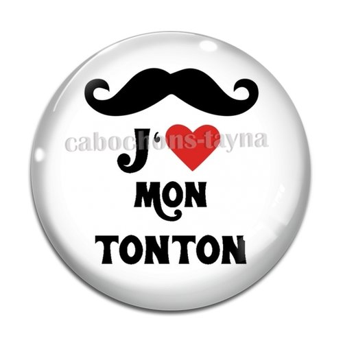 Cabochon j'aime tonton, cabochon résine, verre rond différente taille