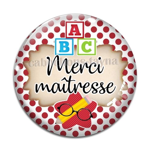 Cabochon merci maîtresse, cabochon résine, verre rond différente taille