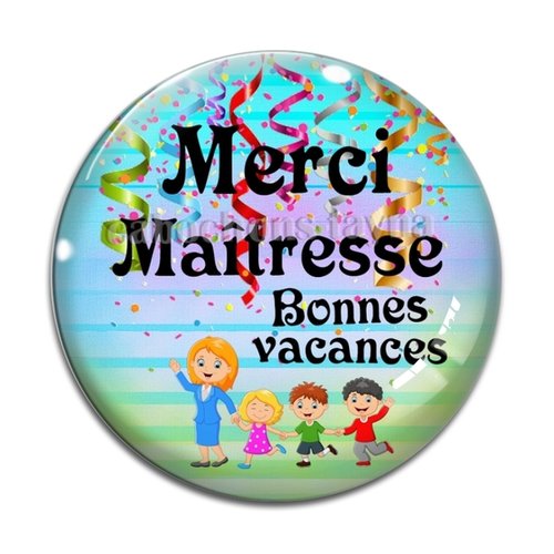 Cabochon merci maîtresse, cabochon résine, verre rond différente taille