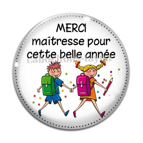Cabochon merci maîtresse, cabochon résine, verre rond différente taille