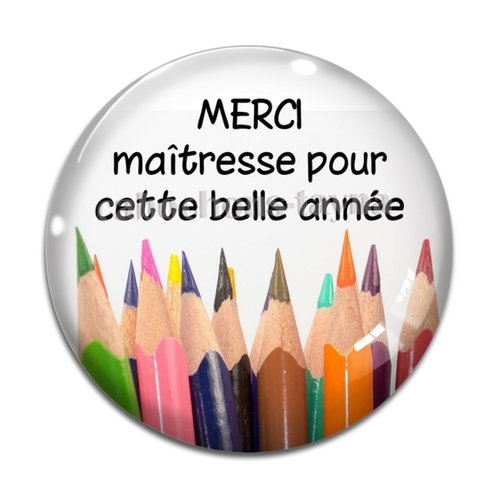 Cabochon merci maîtresse, cabochon résine, verre rond différente taille