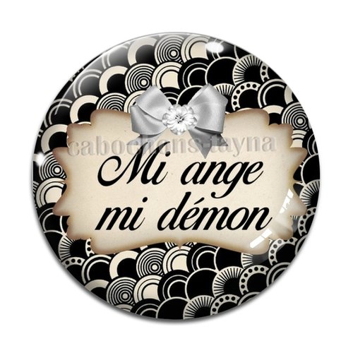 Cabochon mi ange mi démon, cabochon résine, verre rond différente taille