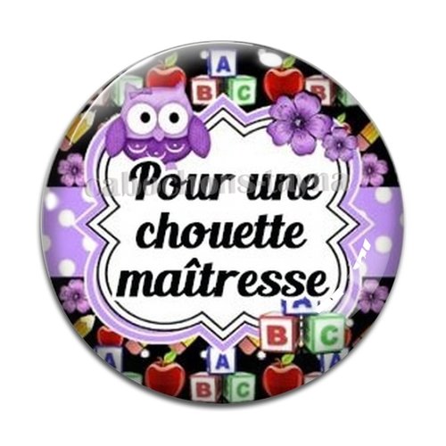 Cabochon maîtresse chouette, cabochon résine, verre rond différente taille