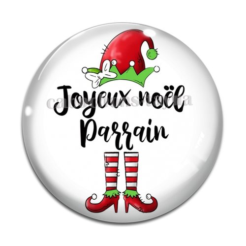 Cabochon joyeux noël parrain, cabochon résine, verre rond différente taille