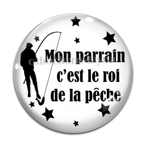 Cabochon parrain le roi de la pêche, cabochon résine, verre rond différente taille