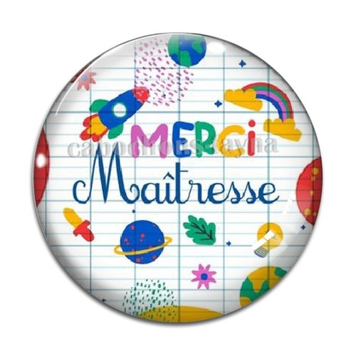 Cabochon merci maîtresse, cabochon résine, verre rond différente taille