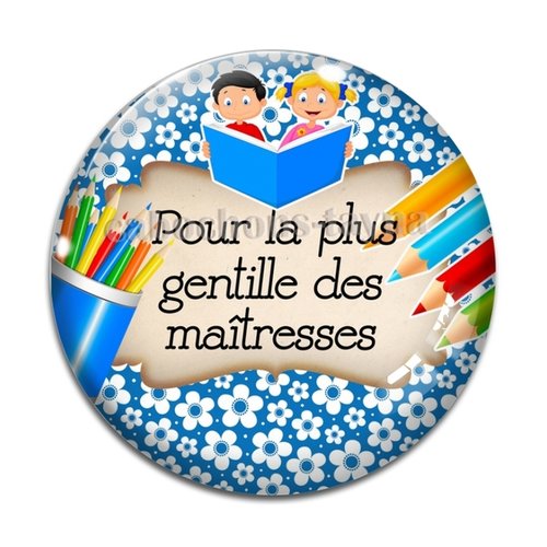 Cabochon gentille maîtresse, cabochon résine, verre rond différente taille