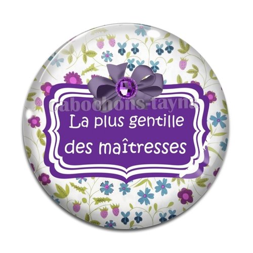 Cabochon gentille maîtresse, cabochon résine, verre rond différente taille