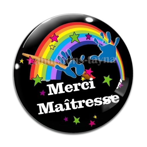 Cabochon merci maîtresse, cabochon résine, verre rond différente taille
