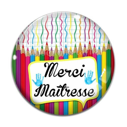 Cabochon merci maîtresse, cabochon résine, verre rond différente taille